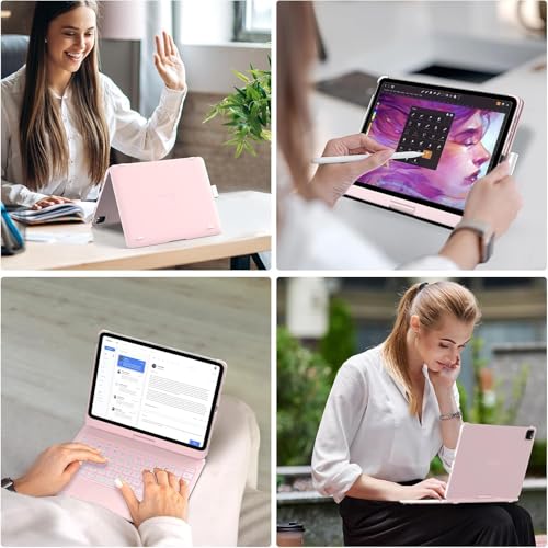 Image of typecase Touch Keyboard for iPad Pro 11 (M5 /M4) with Multi-Touch Trackpad, 11 Colors Backlit, 360 Rotatable Case, Pencil Holder- Light Pink'26 (** NOT for Pro 11 (M2), A16(11th), Air 11 (M3 /M2))