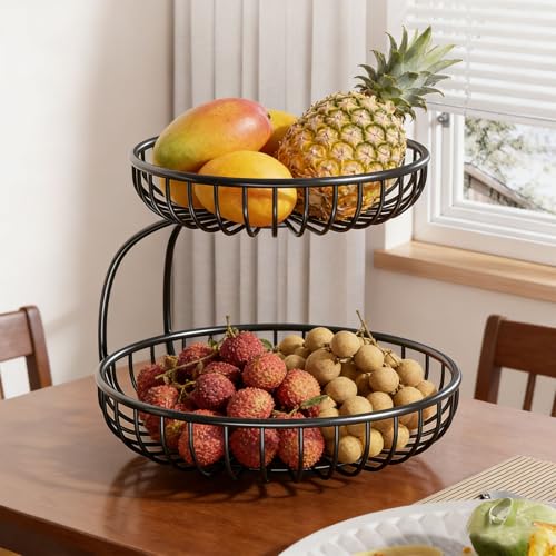 Cesta de hierro de 2 niveles con protección antioxidante para vegetales 3