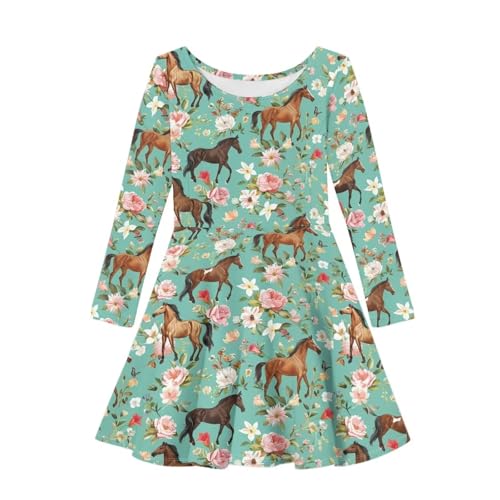 Girls Fall Dress Long Sleeve Swing Skater Dresses Cute Outfits for Party Casual
