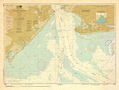 Paradise Cay Publications, Inc. Antiqued NOAA Chart 12402: New York Lower Bay Northern Part