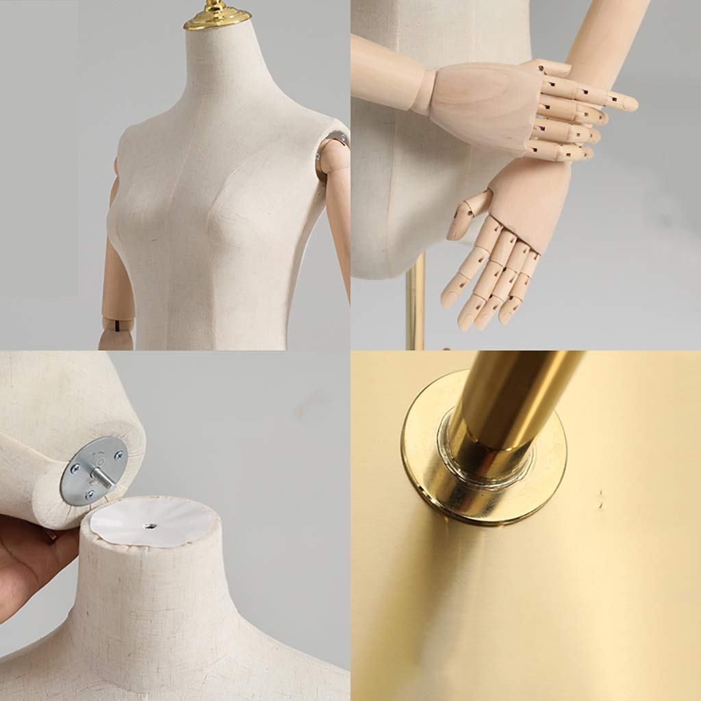 DFEDHF Model Props Female Half-Body Human Platform Korean Version of The Leading Clothing Store Window Display Stand Tall Model Shelf - Solid Wood Arm