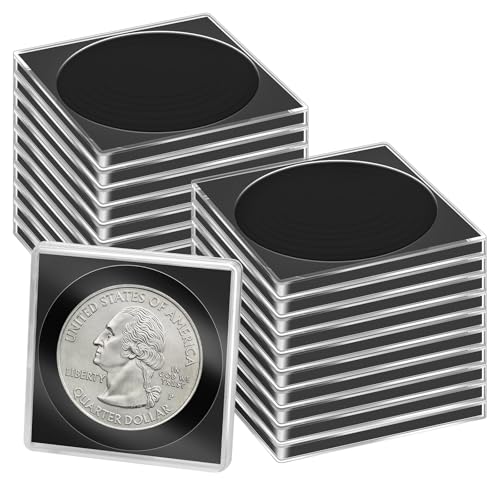 20 Pcs Adjustable Acrylic Coin Collection Cases with Sponges, Coin Snap Holder, Silver Dollar Protection Cases for Collectors, Coin Dollar Collection Supplies for Small to Medium Coins (16mm-36mm)