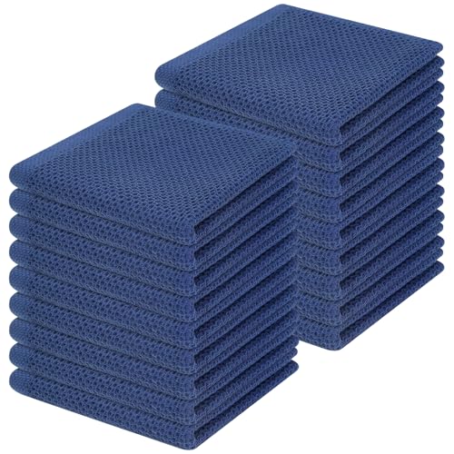 Image of Homaxy 100% Cotton Waffle Weave Kitchen Dish Cloths, Ultra Soft Absorbent Quick Drying Dish Towels, 12 x 12 Inches, 18-Pack, Navy Blue