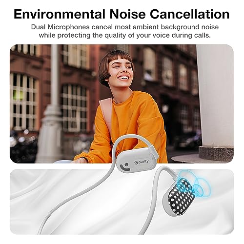 Image of Purity Air Open Ear Headphones - True Air Conduction Wireless Bluetooth Open Ear Earbuds with Dual Mic for iPhone /Android - Secured Long Wearing Comfort, Sports Sweat Resistant (White dots)