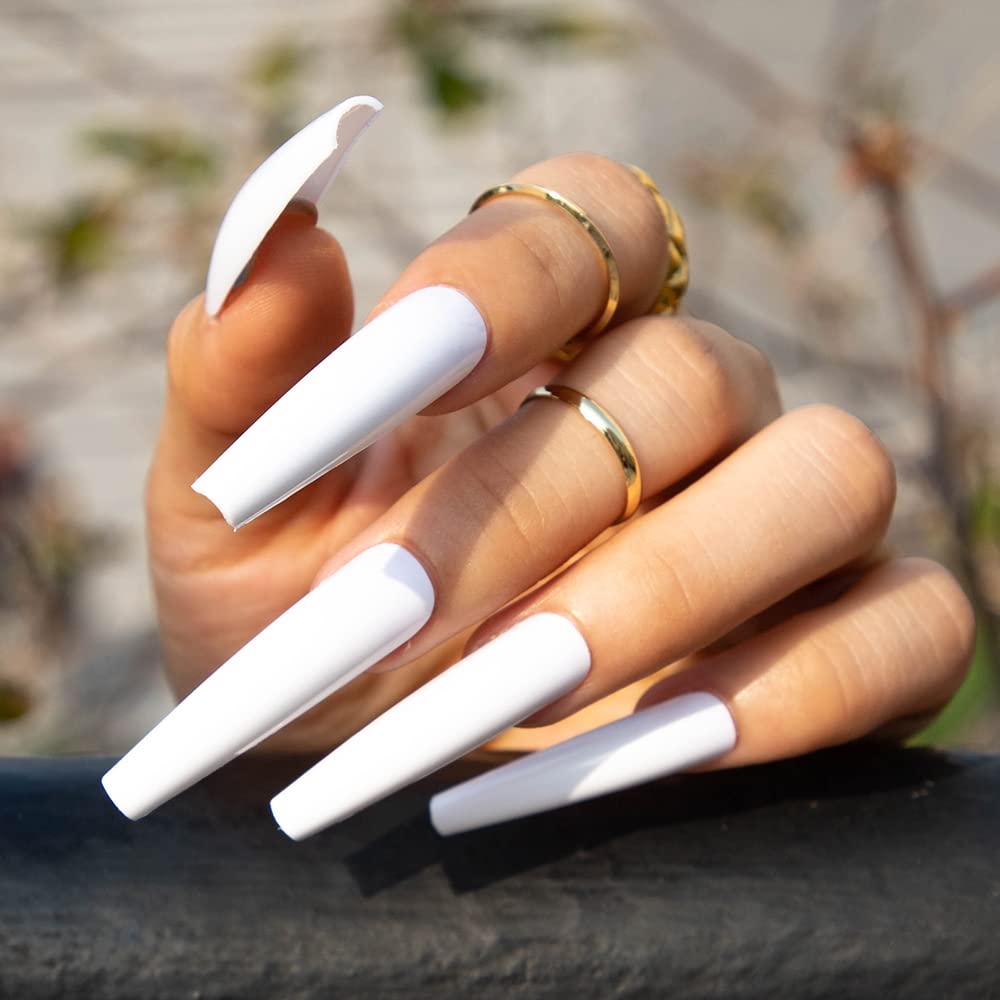 Amazon.com: Press On Nails, BettyCora Glue On Nails Extra Long XXXL Coffin  Press on Nails Fake Nails Stick on Nails with Nail Glue Nail Adhesive Tabs  Acrylic False Nail Tips Kit 12