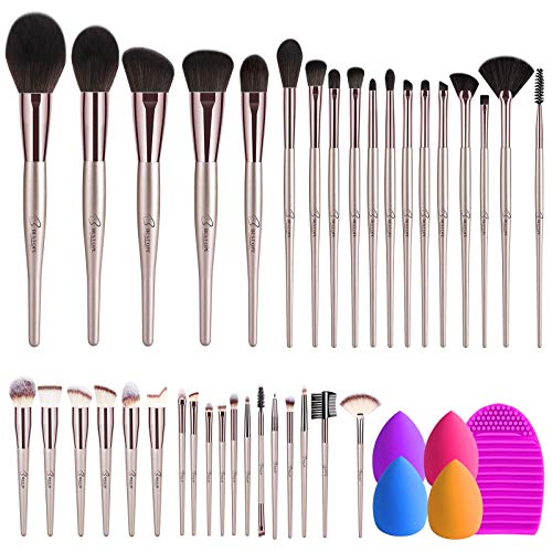 BESTOPE 18Pcs Makeup Brushes Set, 4Pcs makeup Sponge Set and 1 Brush Cleaner