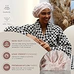 Reusable Shower Cap for Women Reusable Waterproof – Leakproof, Nonslip Hair Cap for Shower Flexiband – Soft, Breathable, Durable Christmas Shower Caps by SMPL OBJECTS (Blush) - Image 2