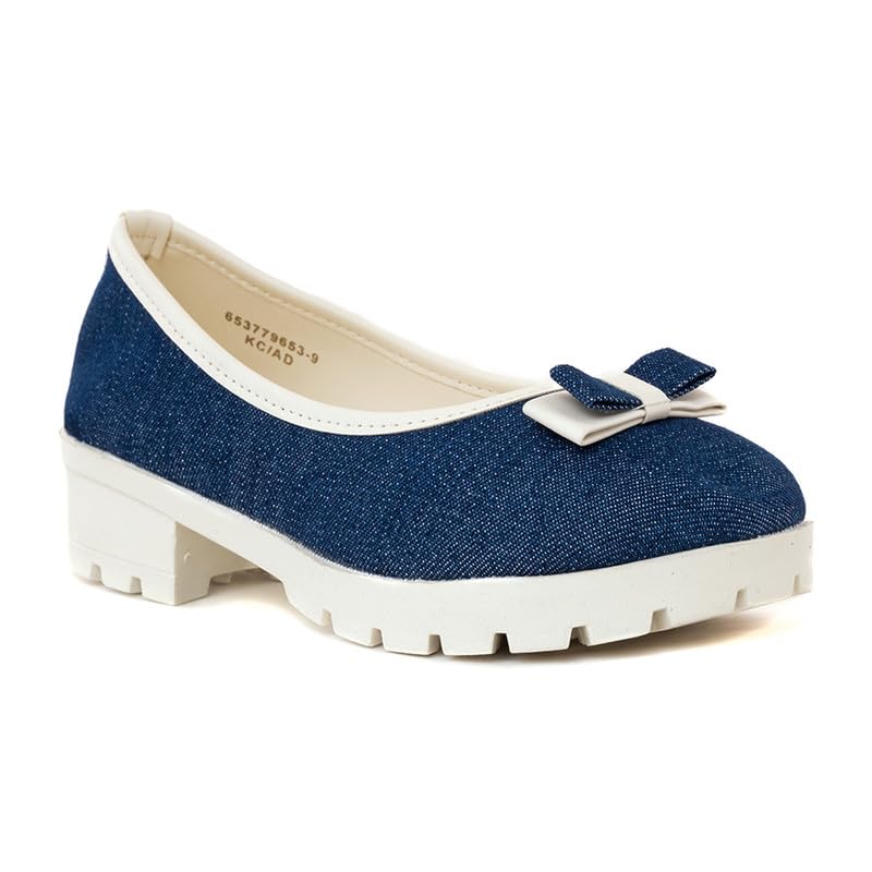 Khadims Adrianna Navy Block Heel Ballerina Shoe for Girls - 4.5-12 yrs (6537799) (B0CJJWJ6WY) Amazon Price History, Amazon Price Tracker