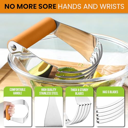 Image of Spring Chef Large Dough Blender For Baking - Durable Pastry Blender - Mango