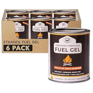 Superior Trading Co. Real Flame Gel Fuel Cans for Fireplace, Clean-Burning Ethanol Fuel Gel, Smoke-Free, 3-Hour Burn, Indoor Safe, 368g, 6 Pack