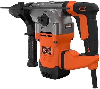 BLACK & DECKER BEHS03K-QS Hammer SDS-Plus 1.250w 3 Modos 3,7j, Velocidad 0-900 RPM, 0-3.900 Ipm, Cap. Maxima (hormigon) 32mm, Sistema Anti-vibracion. Incluye Adapter para Drill Bits 13mm Con...
