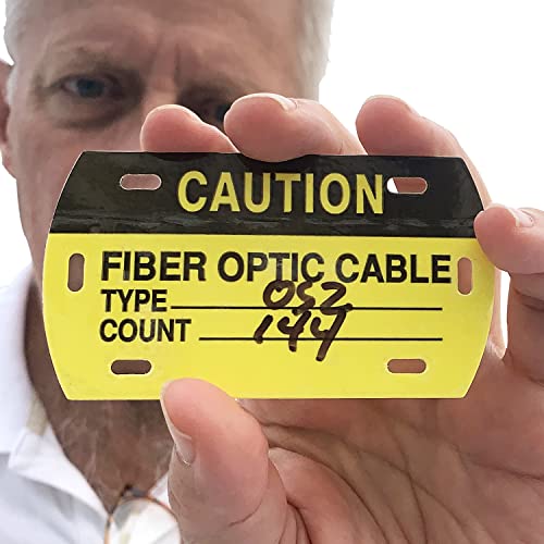 Smartsign "Caution Fiber - Optic Cable" Tag | 3.5" X 2" Self-Laminating 16 Mil Hdpe, Pack Of 50 #TOP3