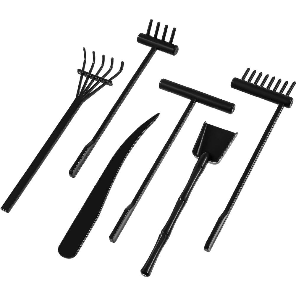 Fituenly Black 1 Set Mini Zen Garden Tools Set Plastic Sand Tray Rakes Diy Zen Garden Rake Kit For Home Office Decoration, Feng Shui Decor