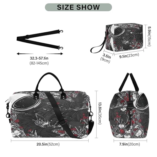 Weekender Bags Travel Duffel Gym Bag Astronaut Carry on Overnight Tote Bag with Toiletry Bag for Airplane Travel Trip Gym Yoga3
