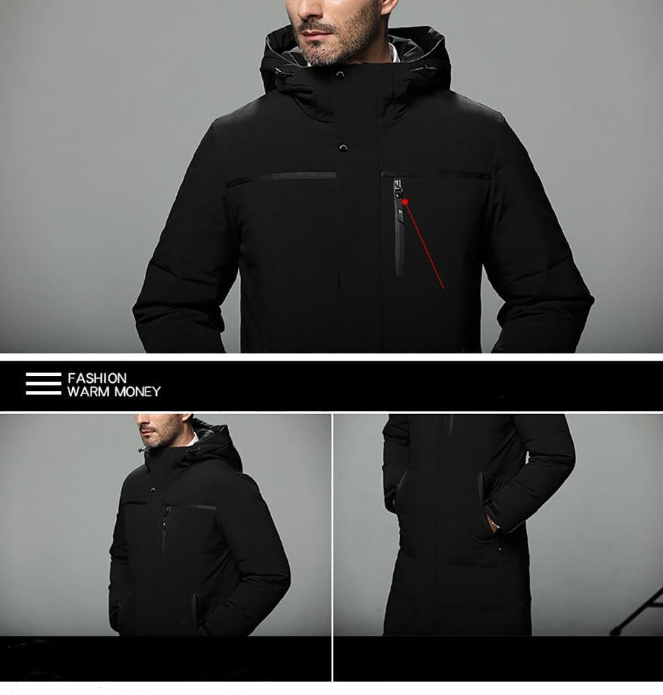 Herren Winterjacke Lange Daunenjacke Warm Parka Jacke mit Kapuze Männer Coat Steppjacke Verdicken Wintermantel Casual Daunenmantel Oberbekleidung Outdoorjacke