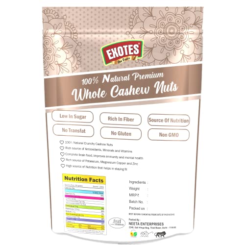 Image of Ancy Kaju (Cashew) 1000 Grams (250 Grams X 4) for All Ages | High in Protein and Boosts Energy and Build Immunity | Healthy Nutritious Cashew Nut | Delicious Vegan & Crunchy Kaju Nut for Cooking and Raw Eating