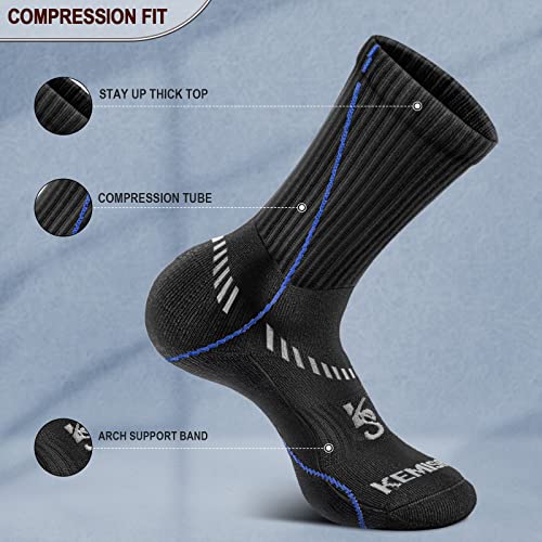 Kemisant Men Compression Socks 3/6 Pairs, Athletic Socks Cushioned Sole For Men Running Walking,Arch Support #TOP3