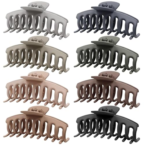 Image of ANNA CREATIONS 8 Pcs Korean Fashion Matte Hair Claw Clips Strong Hold Clutcher for Thick & Thin Hair Accessories Clutches for Women & Girls