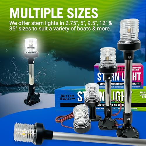 Image of Boat Anchor Light, 9.5 inch LED Stern Light, USCG Tested Fold-Down Waterproof