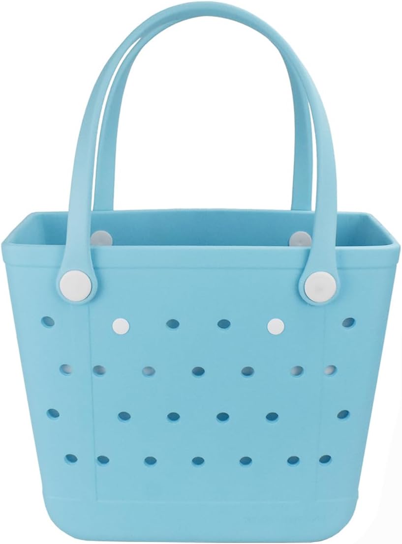 Medium Beach Bag, Waterproof Rubber Beach Bag, Washable Open Tote Bag Durable Tote Travel Bags for Outdoor Sport