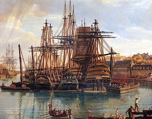 Affiche le Port de Brest par Jean-Francois Hue | Toile decoration murale marine 60x90cm