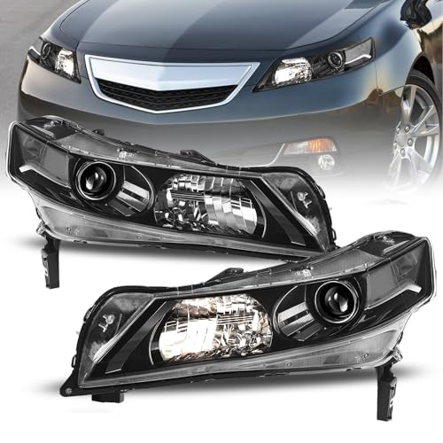 SOCKIR Headlight Assembly Pair for 2009-2014 Acura TL Sedan 4 Dr OEM Hid Xenon Headlamp Black Housing with Clear Reflector (Left +Right)