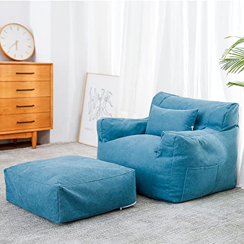 Puffs Pera Sillón Puf Cubierta para Silla para Niños Adultos, Puff Funda de Bean Bag Puff Colocar para Gigante Puffs Pera Funda De Puff (Sin Relleno),Sky blue,78x74x59cm
