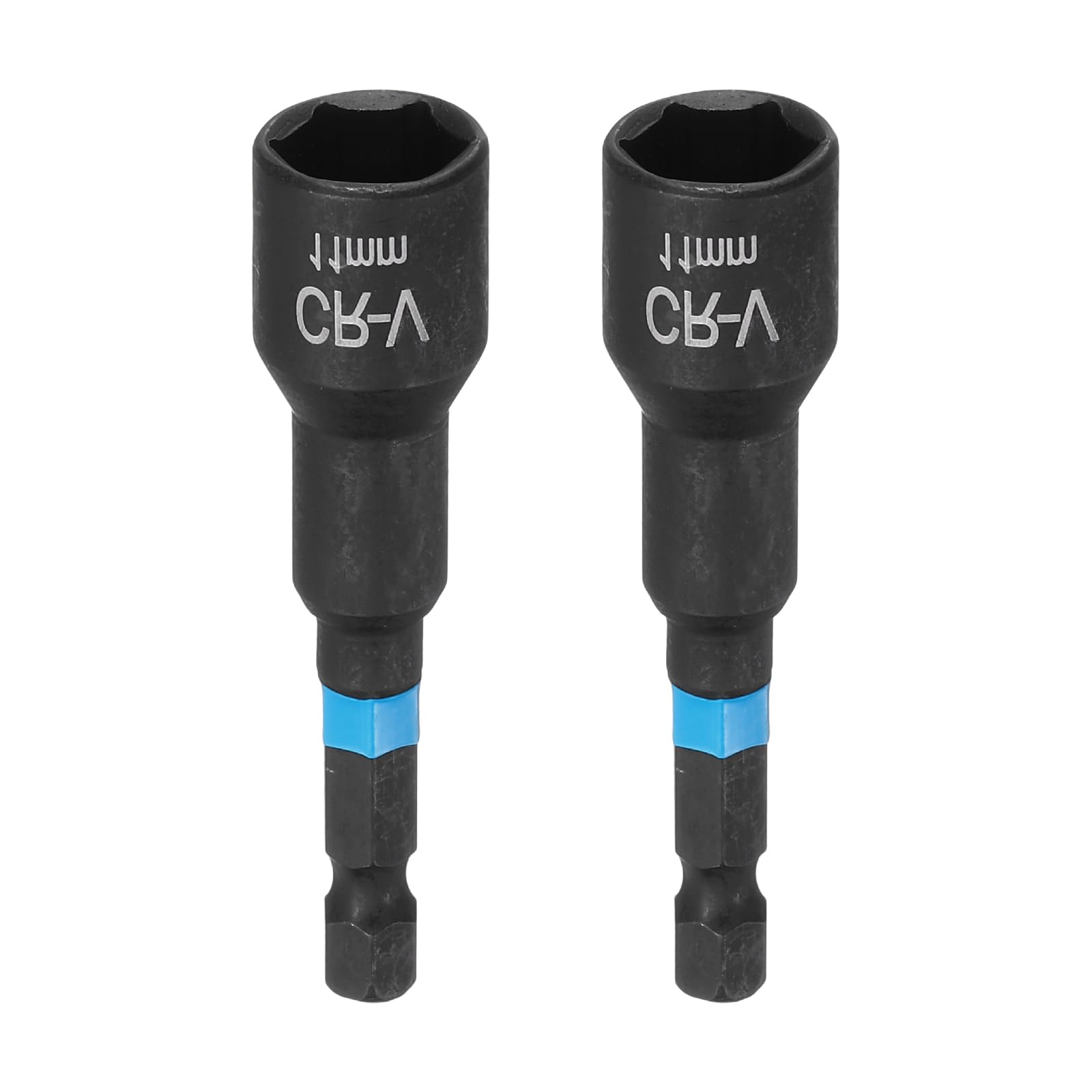 sourcing map 2pcs Nut Driver Drill Bit 11mm Metric Socket 1/4" Hex Shank 2.56" (65mm) Magnetic 6-Point Sockets Quick Change Cr-V Steel Bolt Setters for Power Drill Drivers