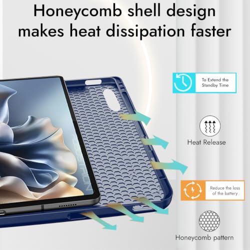 Image of Robustrion Case for Moto Pad 70 Pro 13 inch Cover Case with [Pencil Holder] [Soft Flexible Case] for Motorola Pad 70 Pro 13 inch Cover Case [Auto Sleep Wake Support] - Navy