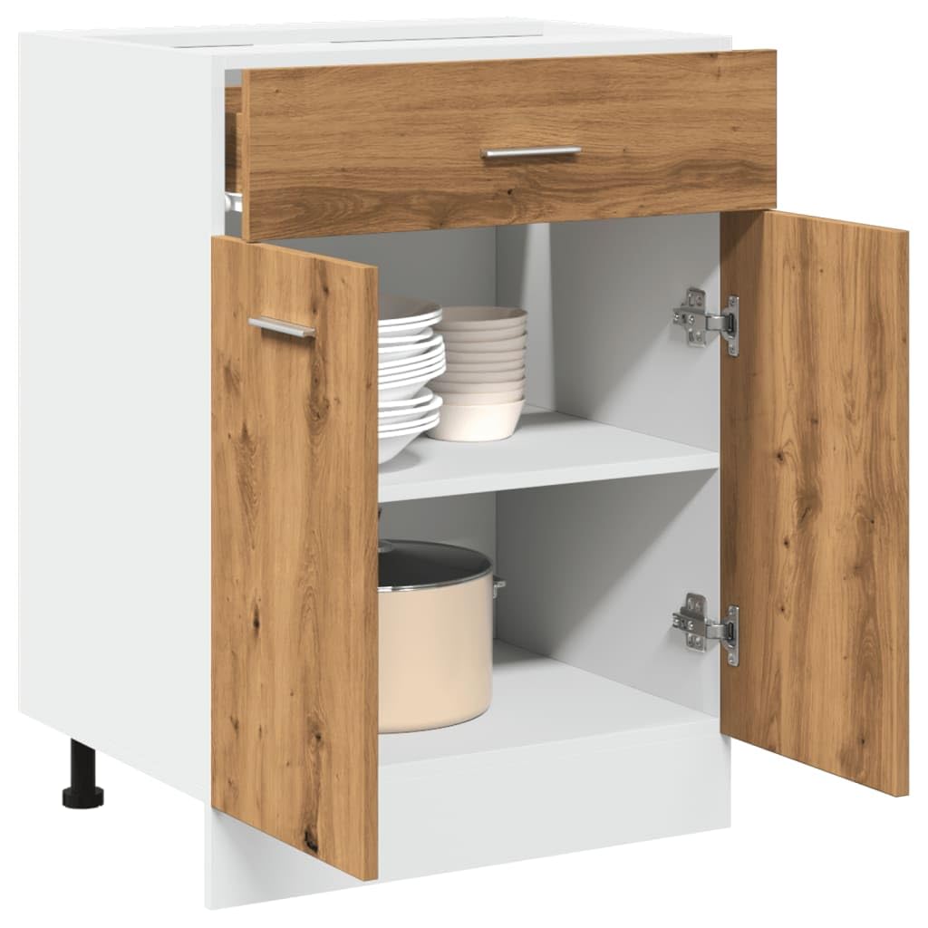 vidaXL Unterschrank Lyon Artisan-Eiche 60x46x81,5 cm Holzwerkstoff, Küchenschrank, Gastronomieschrank, Gastro Möbel, Küchenmöbel, Aufbewahrungsschrank