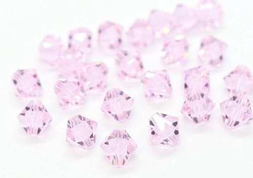 Miniatura 3 de 50 cuentas de cristal bicono sueltas de Adabele austriaco de 0.236 pulgadas (0.236 in), color rosa claro, compatibles con cristales de Swarovski