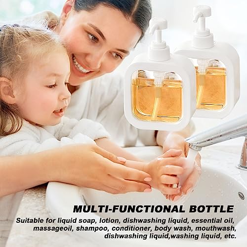 Image of Qivine Modern Soap Dispensers, Small Hand Bathroom Soap Dispensers, 2Pcs Pump Bottle Dispenser 10Oz with Pump Refillable Labels for Bathroom Kitchen Sink
