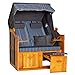 LILIMO - Strandkorb OSTSEE | 2 Sitzer | Bausatz | Geflecht: Anthrazit, Bezug: Blau/Weiß Nadelstreifen | inkl. Schutzhülle | Model Baltic-R BLC