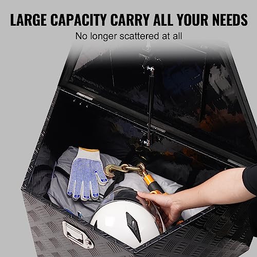 Image of VEVOR Trailer Tongue Box, Heavy Duty Trailer Tongue Tool Box Storage Organizer with Lock & Keys, Utility Tool Chest for Pickup Truck Bed, RV, SUV, Off-Road Vehicle, Aluminum, 33 inch x 19 inch x 18 inch, Black