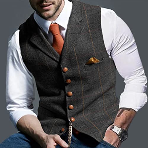 Onsoyours Veste de Costume pour Homme Slim Fit Gilet Casual Tweed Soiree Formelle Veste sans Manches pour Mariage - Image 4