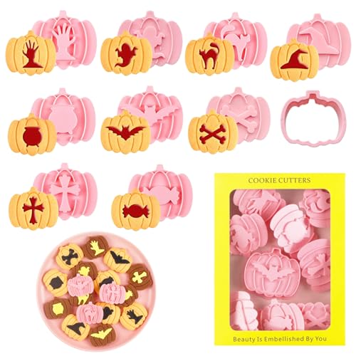 Formine 3D di zucca per Biscotti, 20 pezzi Formine per biscotti zucca di Halloween, Halloween Timbro per Biscotti Set, Formine per Biscotti Pressabili 3D, per decorazioni per feste di Hallo-ween