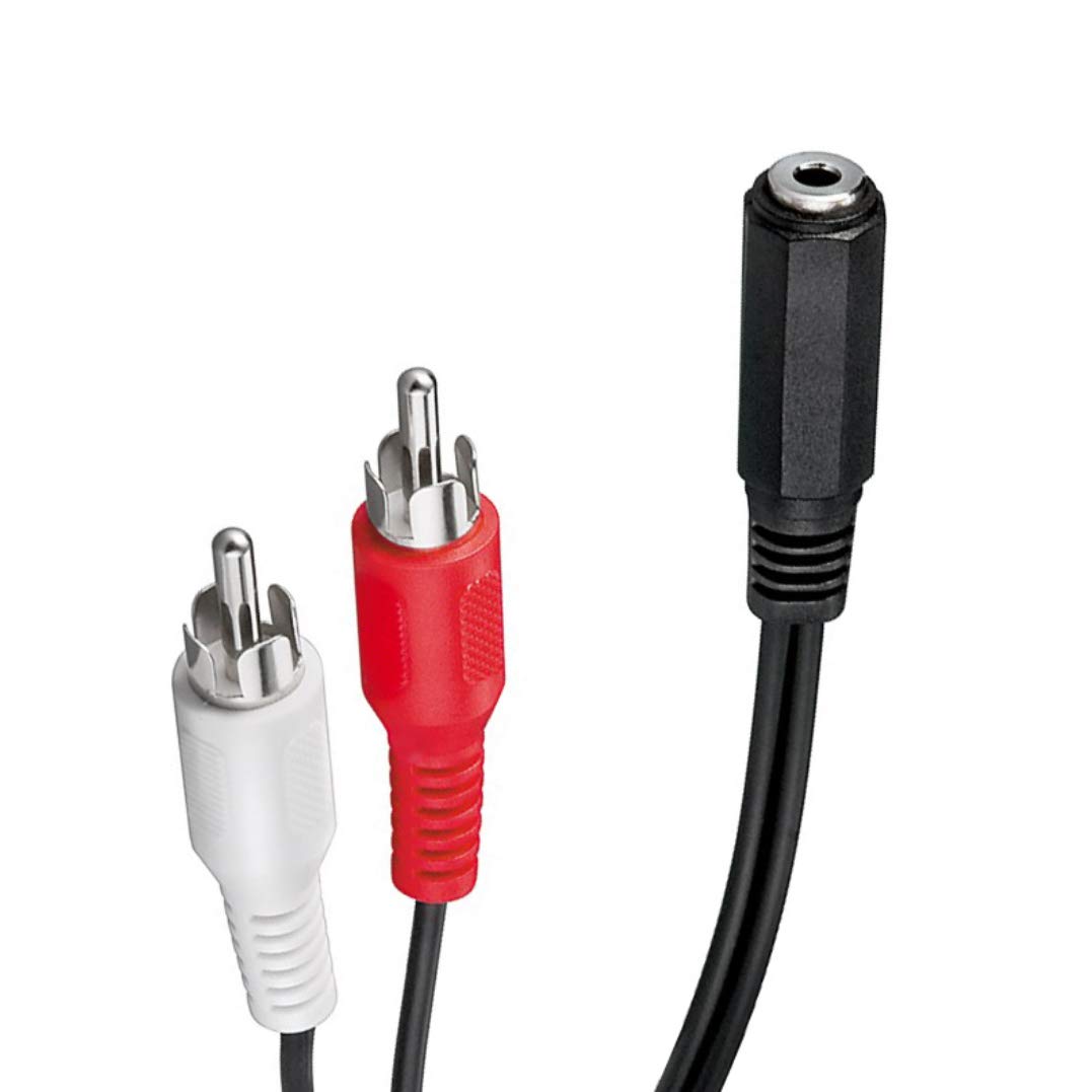 Adapter audio | 20 cm | gniazdo jack 3,5 mm na 2 x wtyk cinch | adapter stereo Y RCA złącze cinch laptop tablet smartfon | czarny