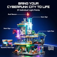 LUMIBRICKS Cyberpunk-Villa Beleuchtetes Baustein-Set – 2524 Teile Zukunftsstadt-Modulgebäude Bausatz, Ideales Ausstellungsstück für Erwachsene und Sci-Fi-Fans – Ansicht 3