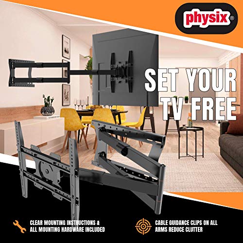 Physix 2120 Long Arm Tv Wall Mount For 32-75 Inch Screens | Extra Long Extension Up To 47 Inch | Heavy-Duty Tv Mount Holds Up To 77 Lbs | Full-Motion, Swivels Up To 180° | Max. Vesa 400X400 #TOP2