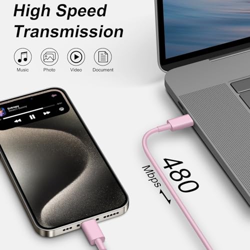 Image of iPhone 17 16 15 Charger Fast Charging 6FT - 20W USB C Charger Block with 6FT Type C to C Cable Compatible with iPhone 17 /17 Pro /17 Pro Max /Air /16 /16e /15, iPad Pro, iPad Air (Pink)