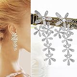 pendientes largos boda 100% nuevo y de alta calidad Gleader a largo lindo Crystal Rhinestone de la flor de la borla cuelga el banquete de boda de los pendientes nuevos - Plata