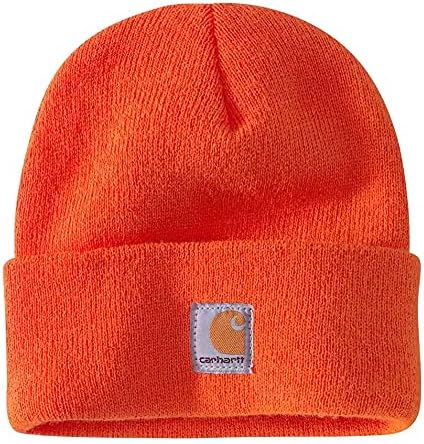 Carhartt Unisex Kids Youth Knit Beanie Cuff Hat, Brite Orange (Youth), One Size image 2
