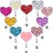 Boao Retractable Badge Holder, Badge Clips ID Badge Reel Clip on Card Holders, 10 Pieces (Heart)