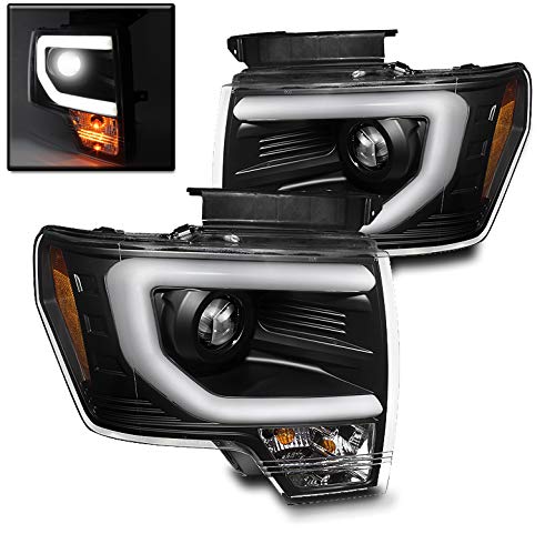 ZMAUTOPARTS LED DRL Tube Projector Headlights Headlamps Black Compatible with 2009-2014 F-150 Pickup Truck