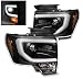 ZMAUTOPARTS Ford F150 Pickup Truck DRL Bar Strip Projector Headlights Lamp Black Pair