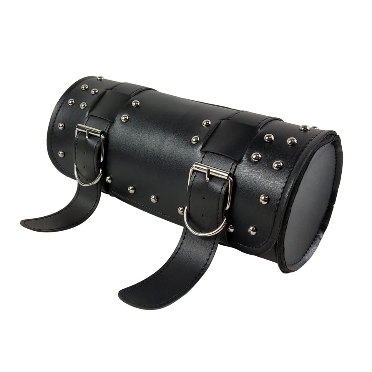 GRIRIW Motorcycle Handlebar Bag PU Leather Cruiser Pack for Tools and Essentials Durable Car Head Storage Bag for Various Motorcycles Black