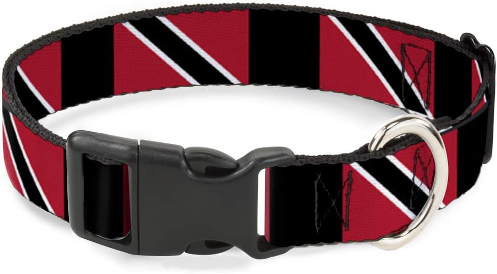 Buckle-Down Plastic Clip Collar - Trinidad & Tobago Flags/Black Block - 1.5" Wide - Fits 18-32" Neck - Large