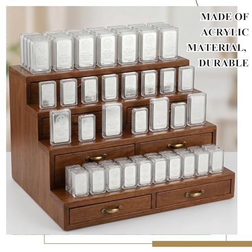 Image of Geiserailie 6 Pcs 5 oz Silver Bar Holder Case, Clear Acrylic Silver and Gold Bar Holder Capsule Storage Container Box for 5 Ounce