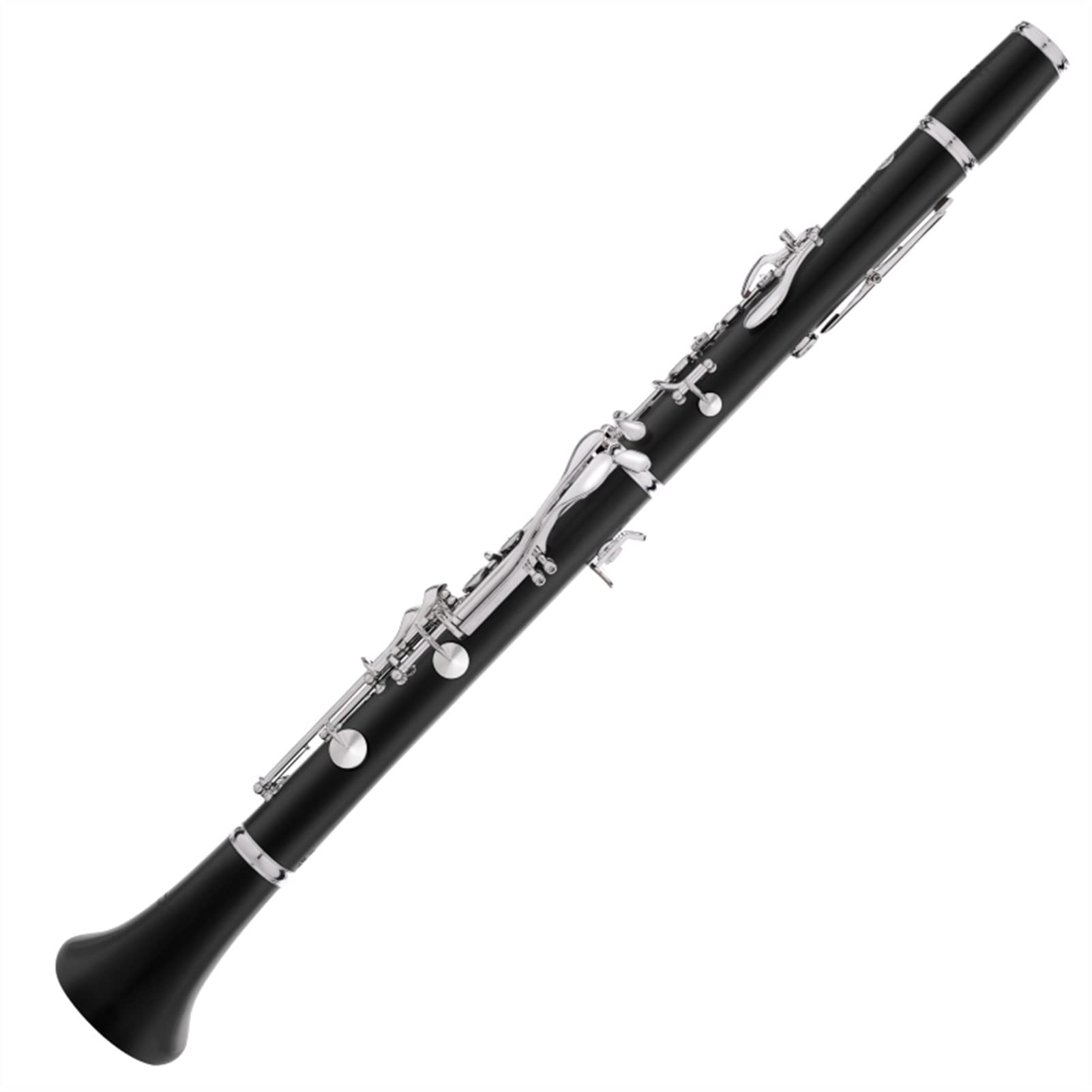 ZENGXUE Student Standard Clarinet Grenadilla Ebony Wooden Bb Clarinet 17 Silver Plated Keys Pads with Case