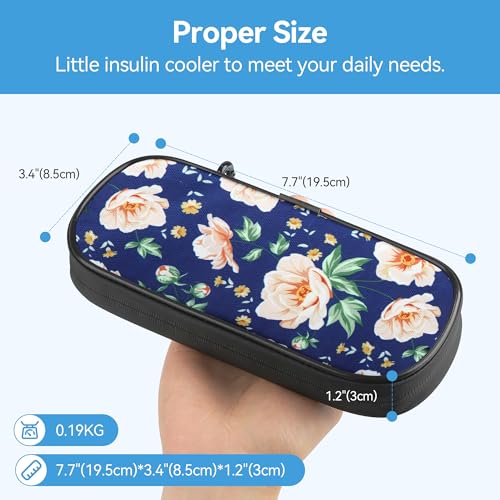 Image of Gelozid Insulin Cooler Travel Case with 2 Reusable Ice Packs, White Flower | Diabetic Insulated Organizer, Medication Case for Insulin Pen, for Diabetic Supplies, for The Daily Life & Trip, TSA approved